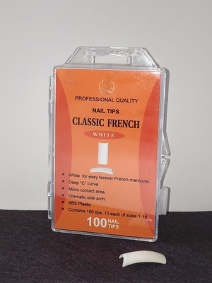 Case of 100 Nail tips Classic French white new