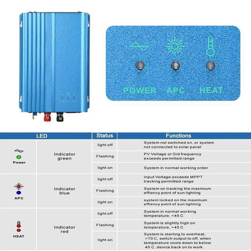 500Watt 24V Solar Micro Inverter Pure Sine Wave MPPT DC26V-45V to AC230V
