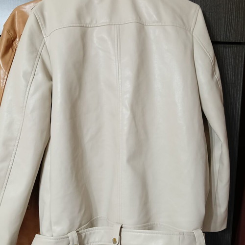 Stradivarius women's cream faux leather jacket like new XXL