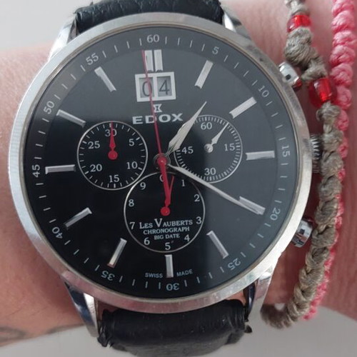 Edox Les Vauberts Chronograph Big Date watch like new, Swiss made