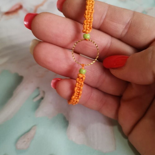 Reflection of the sun bracelet with artificial macrame, beads and metal element, new