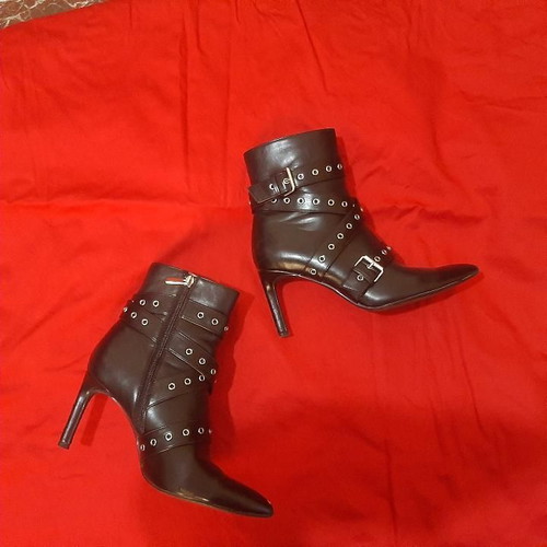 Bershka faux leather heeled boots black used, size 39, 8cm heel