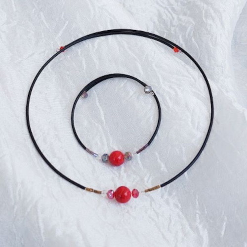 Necklace and bracelet set with red jasper, like new