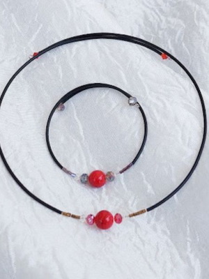 Necklace and bracelet set with red jasper, like new
