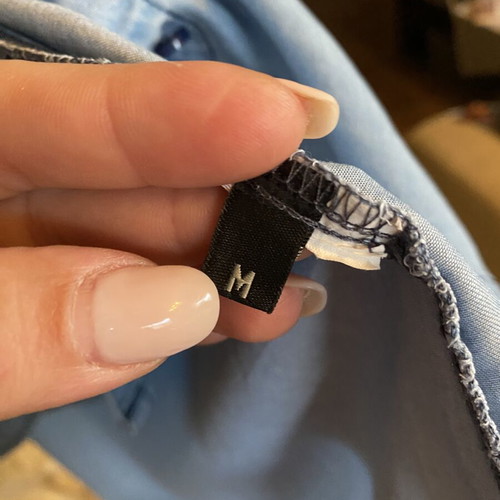 Edward’s asymmetrical denim shirt women’s, new, blue, size M