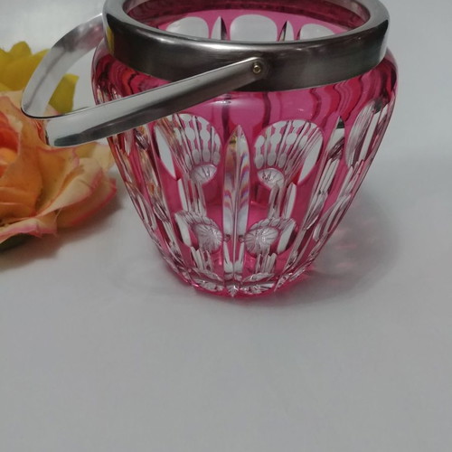 Val Saint Lambert Art Deco ice bucket used, lead crystal 1930s-50s