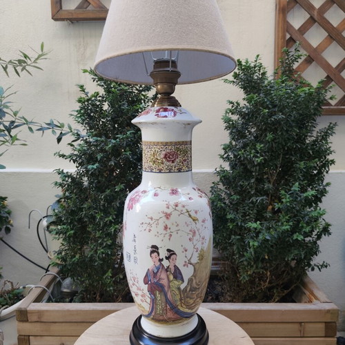 Large Chinoiserie Imperial Lamp used, E27 socket