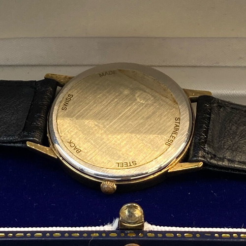 Edox Quartz wristwatch, Swiss made, gold plated, white dial