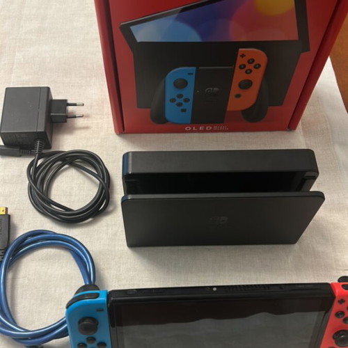 Nintendo Switch OLED 64GB console, Neon Blue and Neon Red