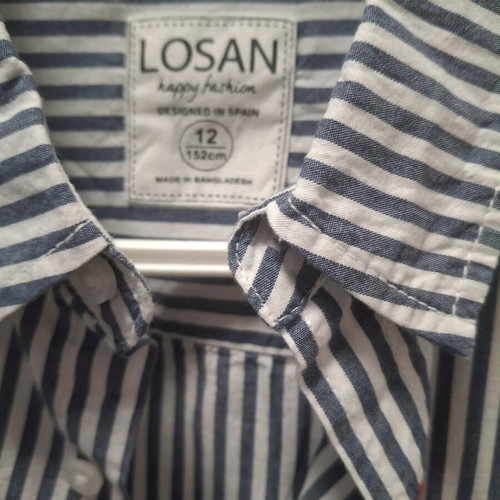 Losan striped shirt white blue new, size 12/152cm