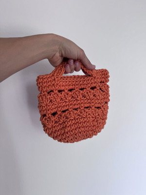 Knitted orange handbag new with strap
