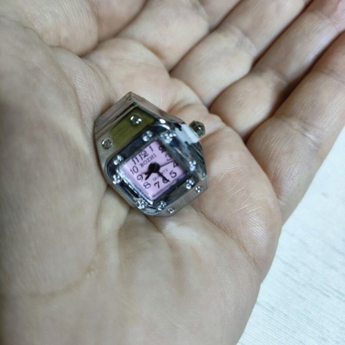 Vintage mini women's ring watch new, pink and silver