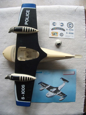 Playmobil 4445 αεροπλάνο μεταχειρισμένο με κράνος, αυτοκόλλητα και manual