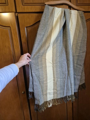 Premium striped scarf shawl in green-beige shades like new