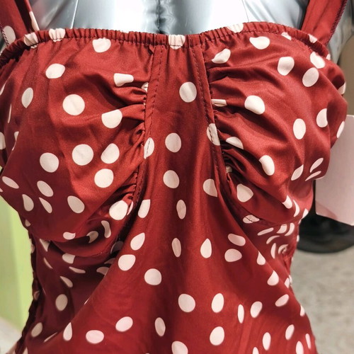 Crop top polka dot burgundy with beige-brown spots new, S-M