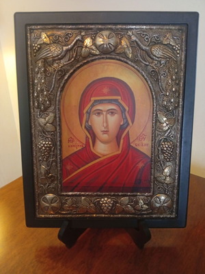 Panagia Kounistra icon made of pure silver 950 like new