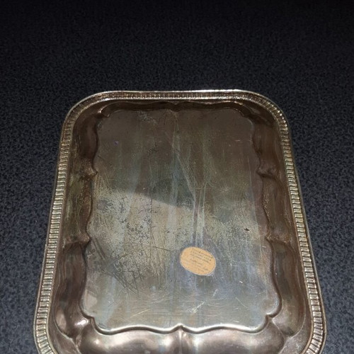 Silver Plated Serving Tray with Embossed Floral Design, Like New