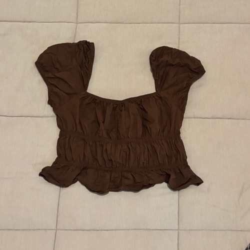 Crop top Bershka brown like new, poplin fabric, size M