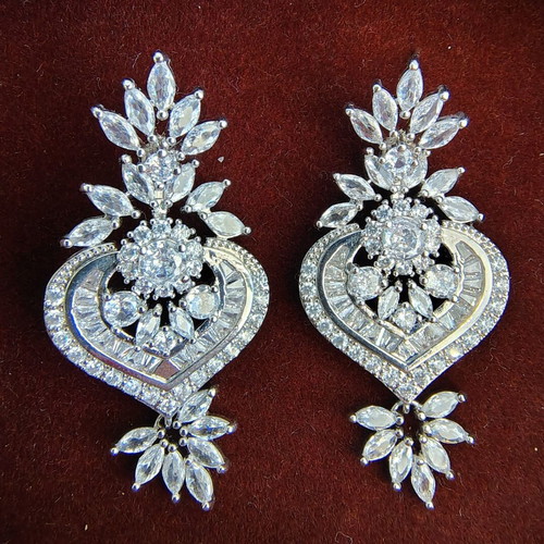 Silver plated earrings with zircon stones, like new