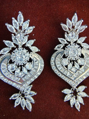 Σκουλαρίκια silver plated με πέτρες ζιργκον, σαν καινούργιο