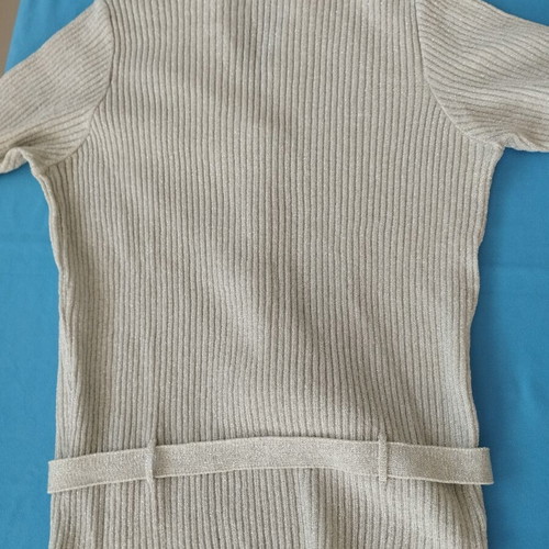 Dorella Filati Fantasia Metallic Silver Ribbed Knit Top Size M like new