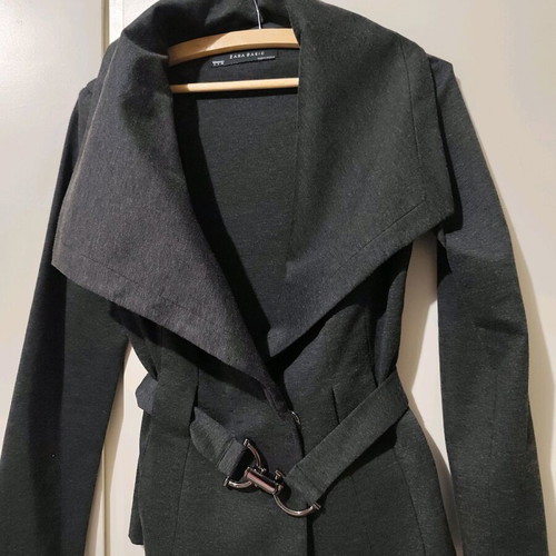 Zara Basic jacket with impressive collar, like new, grey, size S