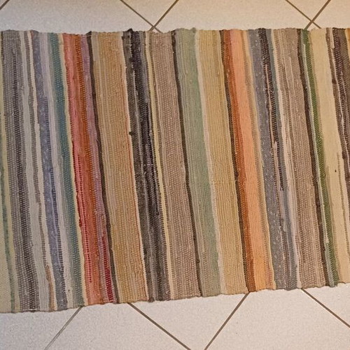 Traditional handmade woven rag rug like new 270x70cm