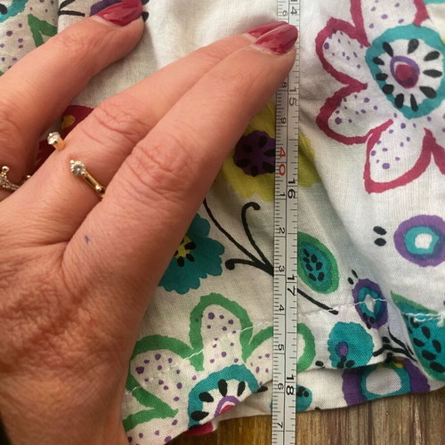 Mini skirt cotton vintage white with multicolor details, like new