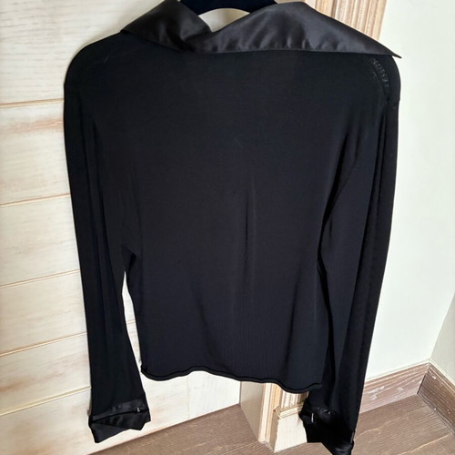 Karen Millen satin blouse like new, black with silver cufflinks