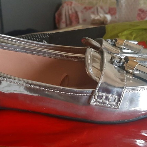 Παπούτσια loafers Zara ασημί μεταχειρισμένα, νούμερο 36