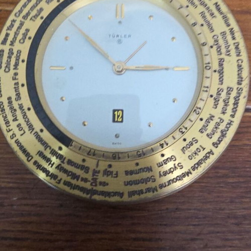 Turler Swiss Worldclock with Calendar used, 8 Days Movement