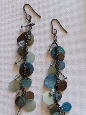 Vintage hanging earrings like new, turquoise sequins and beads