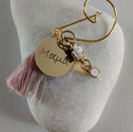 Handmade baptism martyrika with pin, plexiglass mirror, cross, eye bead and tassel
