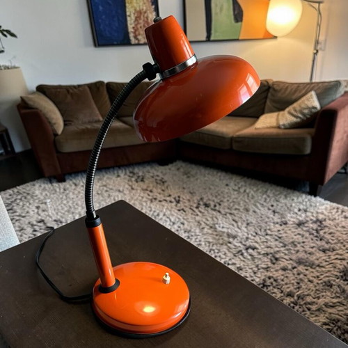 Vintage table lamp 58 cm 1970s space age orange used, collectible design