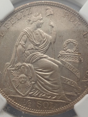 Περού 1/2 Σολ 1914 MS 63 NGC ασημένιο νόμισμα καινούργιο
