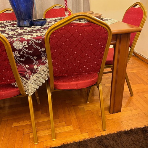 Dining table with 6 chairs used and new side table