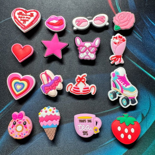Charms for Crocs like new, pack of 16, pink multicolor