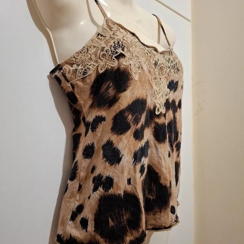 Red Valentino Brown Leopard Lace Trim Camisole Size 44
