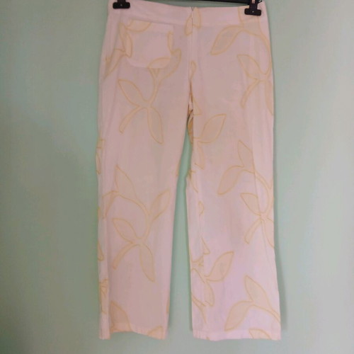 Piazza Sempione cropped pants used, size M, white and yellow