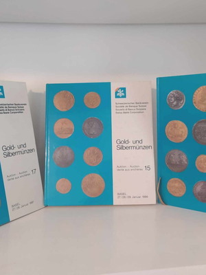 Auction catalogs of coins like new, pack of 3, German gold and silver