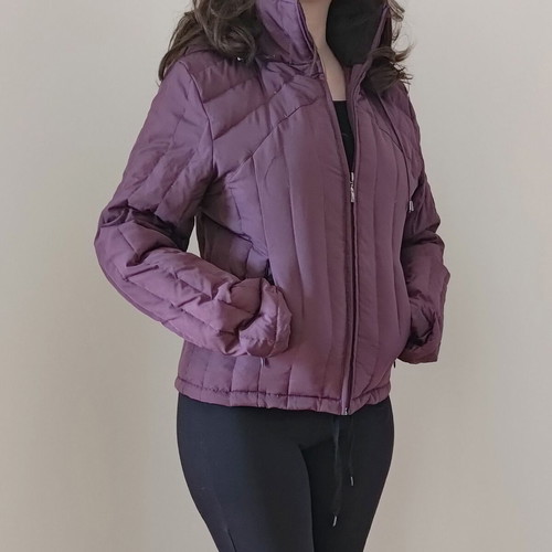 Down jacket size S purple like new with detachable hood