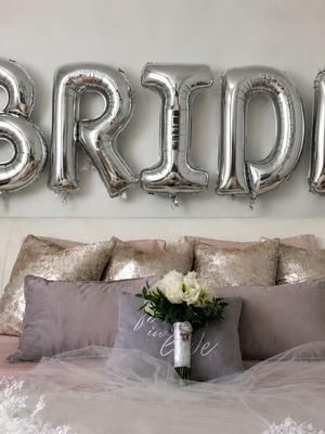 Bride foil balloons set of 5 silver, new