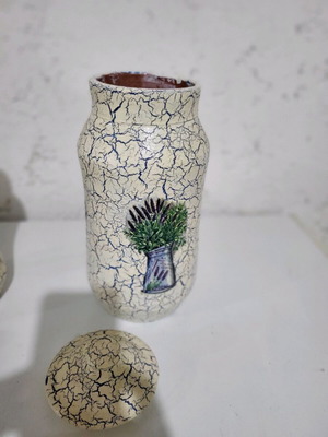 Handmade vase with decoupage method new