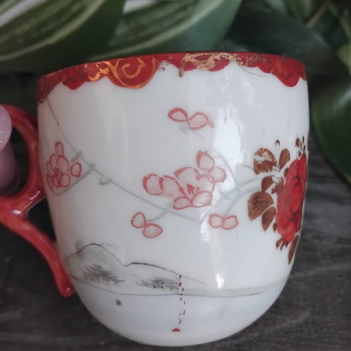 Kutani Japanese porcelain cup, antique 100+ years old