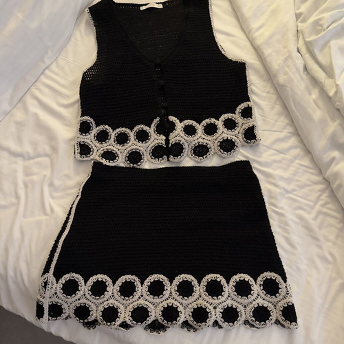 Mango Crochet boho summer co-ord set vest & mini skirt