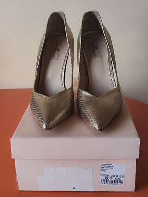 Tsakiris Mallas gold snake print leather pumps size 41 used, 12cm heel