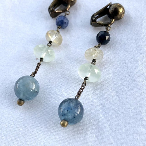 Donatella Pellini Vintage Earrings with Semi-Precious Stones like new