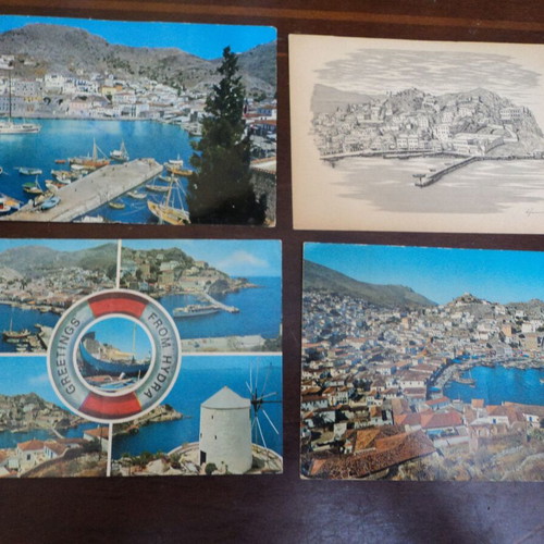 Hydra postcards used, set of 4