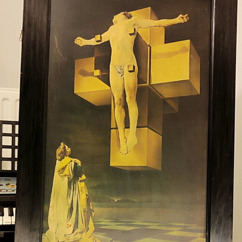Vintage art print Corpus Hyprcubus by Salvador Dali used