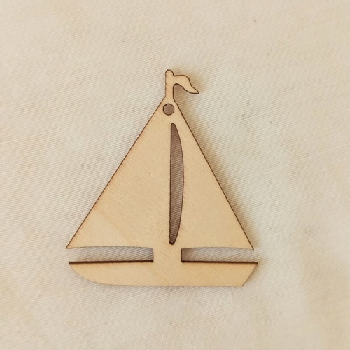 Wooden sailboat charms set of 10 for crafts and good luck